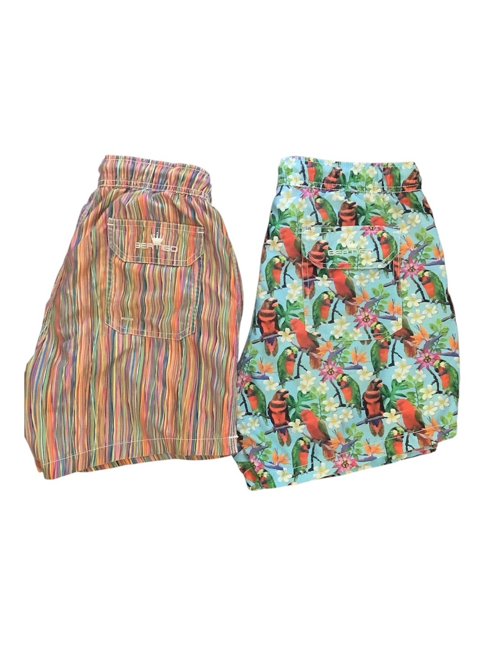Men’s Multicolor & Aqua Parrot Print Swim Trunks